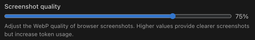 Screenshot quality setting