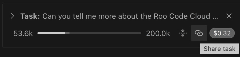 Link icon in active task view